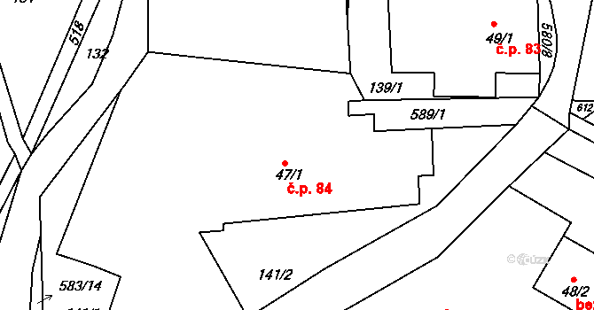 Dolní Poustevna 84 na parcele st. 47/1 v KÚ Dolní Poustevna, Katastrální mapa