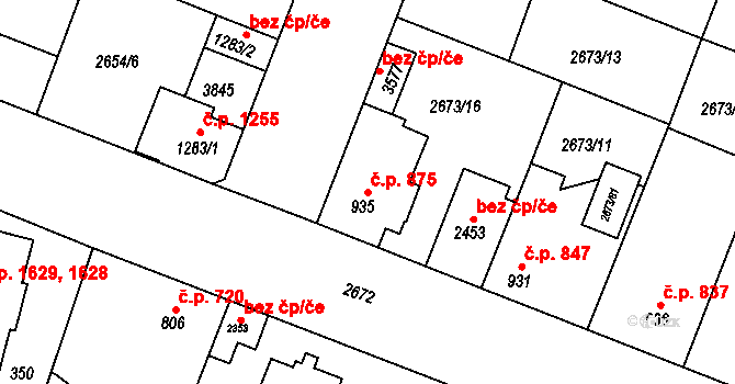 Lysá nad Labem 875 na parcele st. 935 v KÚ Lysá nad Labem, Katastrální mapa