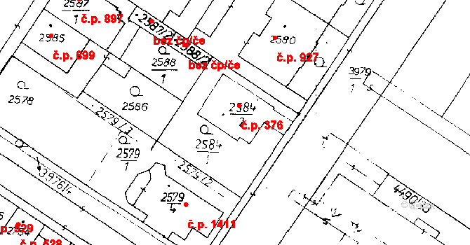 Poděbrady III 376, Poděbrady na parcele st. 2584/2 v KÚ Poděbrady, Katastrální mapa