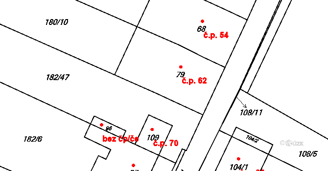 Rácov 62, Batelov na parcele st. 79 v KÚ Rácov, Katastrální mapa