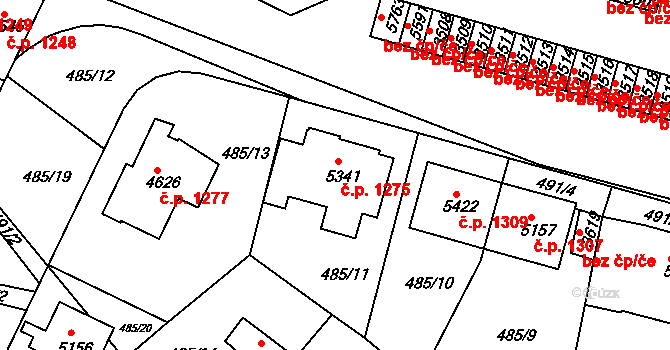 Horka-Domky 1275, Třebíč na parcele st. 5341 v KÚ Třebíč, Katastrální mapa