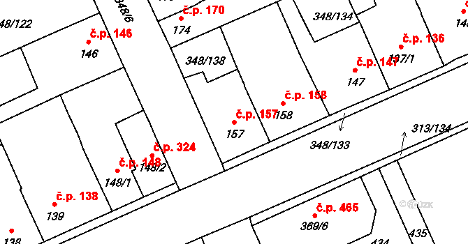 Černčice 157 na parcele st. 157 v KÚ Černčice u Loun, Katastrální mapa