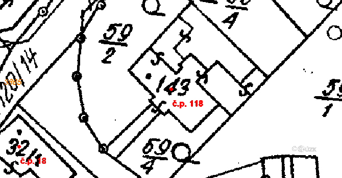 Šebetov 118 na parcele st. 143 v KÚ Šebetov, Katastrální mapa
