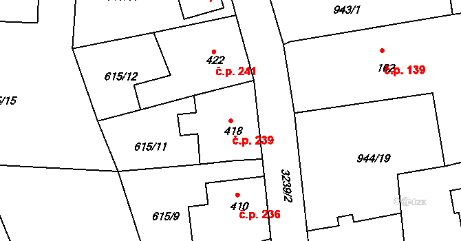 Jílové 239 na parcele st. 418 v KÚ Jílové u Děčína, Katastrální mapa