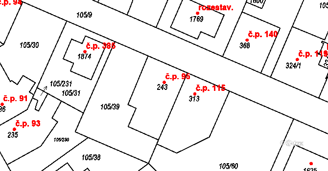 Čejetice 95, Mladá Boleslav na parcele st. 243 v KÚ Čejetice u Mladé Boleslavi, Katastrální mapa