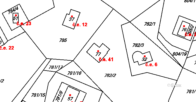 Skránčice 41, Zavlekov na parcele st. 77 v KÚ Skránčice, Katastrální mapa