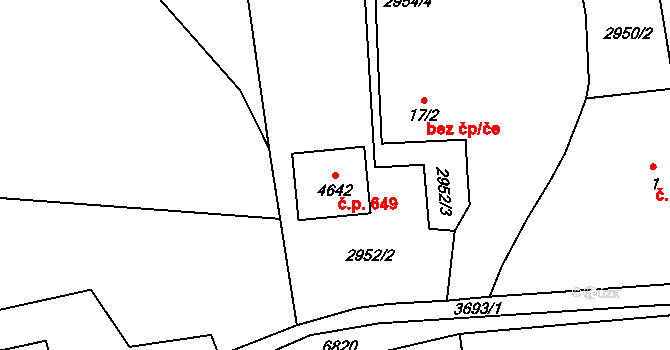 Pihovice 649, Klatovy na parcele st. 4642 v KÚ Klatovy, Katastrální mapa