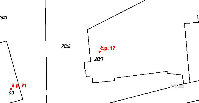 Lupenice 17 na parcele st. 20/1 v KÚ Lupenice, Katastrální mapa