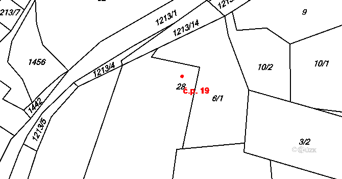 Lhota Netřeba 19, Podbřezí na parcele st. 28 v KÚ Lhota u Dobrušky, Katastrální mapa