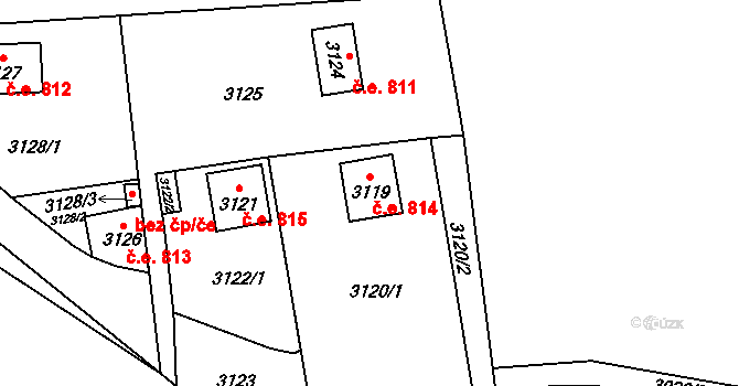 Lipence 814, Praha na parcele st. 3119 v KÚ Lipence, Katastrální mapa