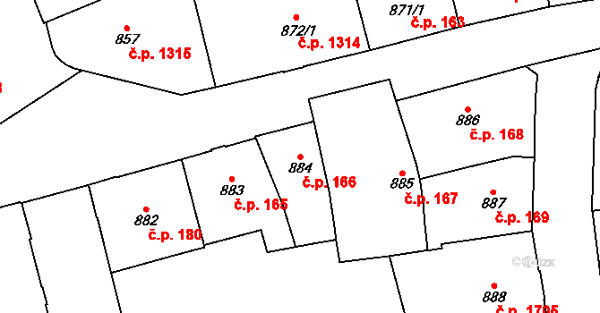 Nové Město 166, Praha na parcele st. 884 v KÚ Nové Město, Katastrální mapa