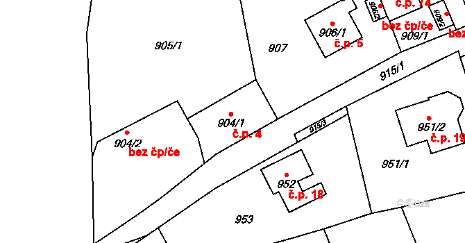 Zbraslav 4, Praha na parcele st. 904/1 v KÚ Zbraslav, Katastrální mapa