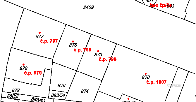 Vršovice 799, Praha na parcele st. 873 v KÚ Vršovice, Katastrální mapa