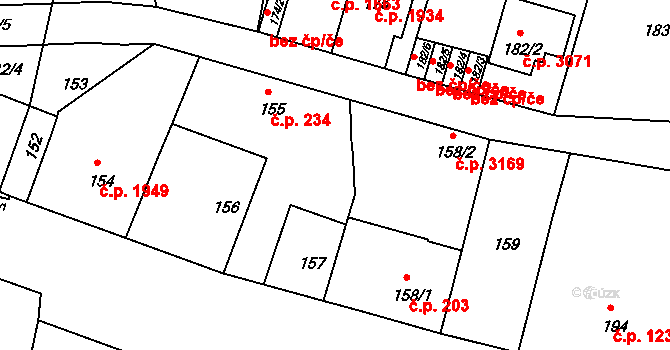 Záběhlice 234, Praha na parcele st. 155 v KÚ Záběhlice, Katastrální mapa