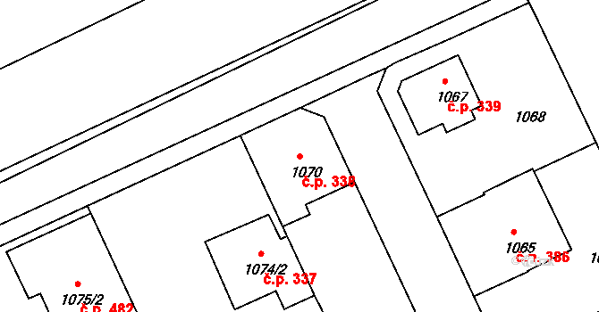 Liberec XI-Růžodol I 338, Liberec na parcele st. 1070 v KÚ Růžodol I, Katastrální mapa