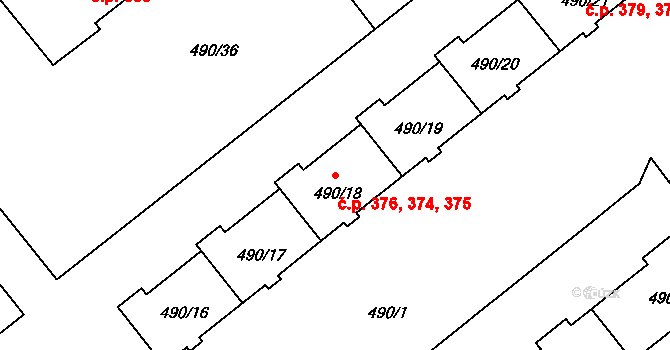 Liberec XXIII-Doubí 374,375,376, Liberec na parcele st. 490/18 v KÚ Doubí u Liberce, Katastrální mapa