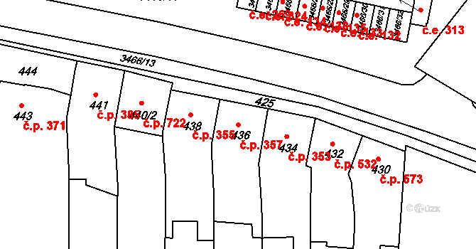 Střelice 357 na parcele st. 436 v KÚ Střelice u Brna, Katastrální mapa