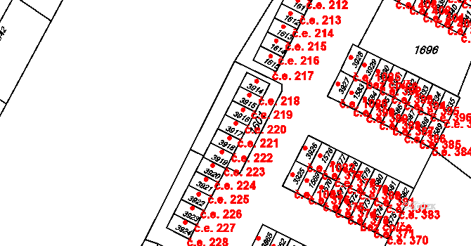 Kuřim 221 na parcele st. 3917 v KÚ Kuřim, Katastrální mapa