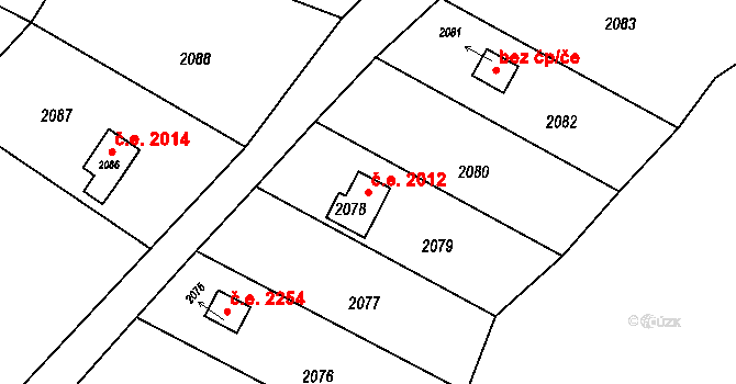 Horní Těrlicko 2012, Těrlicko na parcele st. 2078 v KÚ Horní Těrlicko, Katastrální mapa