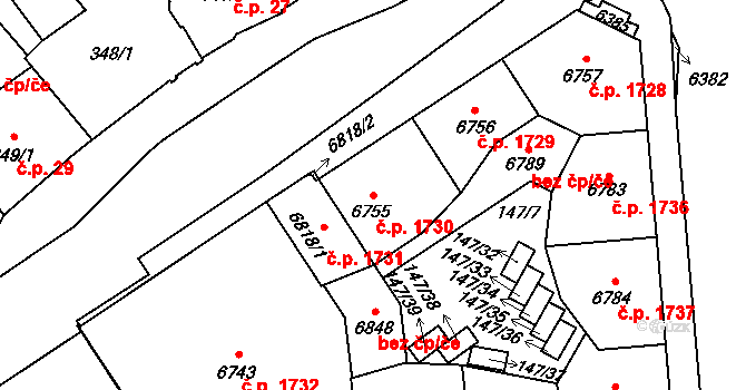 Beroun-Město 1730, Beroun na parcele st. 6755 v KÚ Beroun, Katastrální mapa