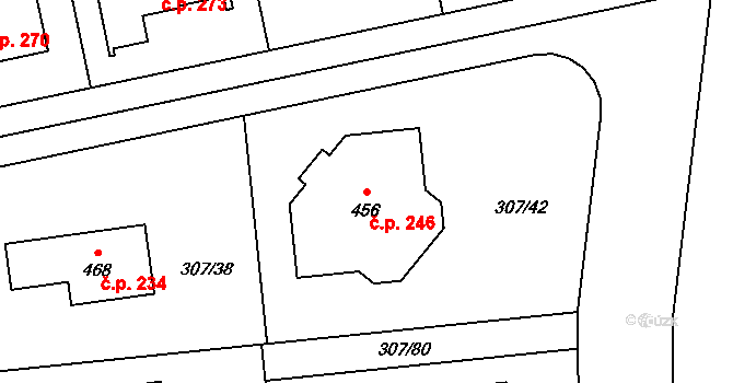 Jíloviště 246 na parcele st. 456 v KÚ Jíloviště, Katastrální mapa