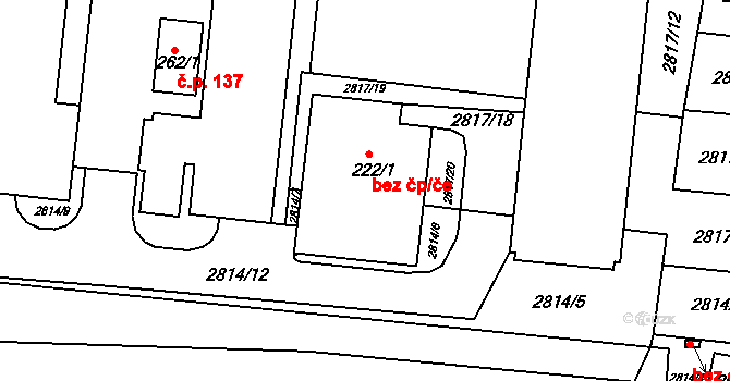 Vrbětice 140, Vlachovice na parcele st. 222/1 v KÚ Vrbětice, Katastrální mapa