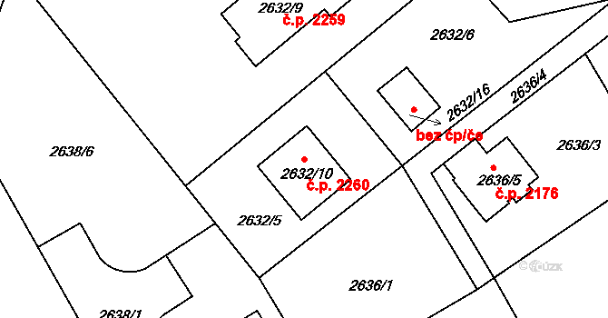 Předměstí 2260, Litoměřice na parcele st. 2632/10 v KÚ Litoměřice, Katastrální mapa