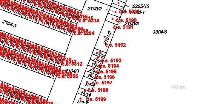 Kadaň 5193 na parcele st. 2101/3 v KÚ Kadaň, Katastrální mapa