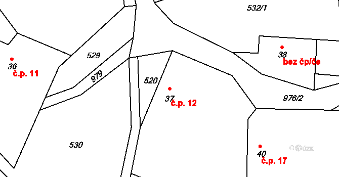 Strnadice 12, Maršovice na parcele st. 37 v KÚ Strnadice, Katastrální mapa