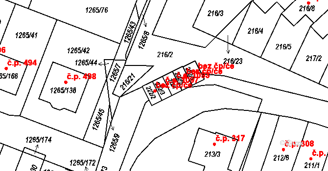 Pokratice 1097, Litoměřice na parcele st. 222/3 v KÚ Pokratice, Katastrální mapa