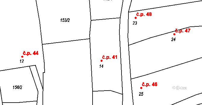 Mnichovice 41 na parcele st. 14 v KÚ Mnichovice, Katastrální mapa