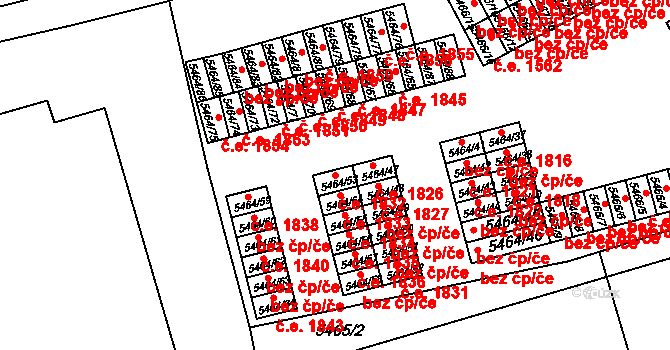 Česká Lípa 1832 na parcele st. 5464/53 v KÚ Česká Lípa, Katastrální mapa