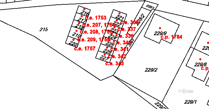 Děčín IV-Podmokly 343, Děčín na parcele st. 227 v KÚ Podmokly, Katastrální mapa