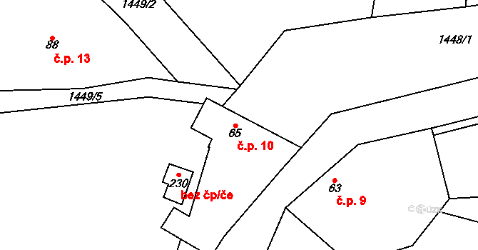 Nazdice 10, Votice na parcele st. 65 v KÚ Beztahov, Katastrální mapa