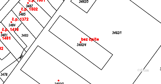 Přerov 38135671 na parcele st. 3492/4 v KÚ Přerov, Katastrální mapa