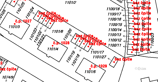 Chotěboř 38720671 na parcele st. 1101/19 v KÚ Chotěboř, Katastrální mapa