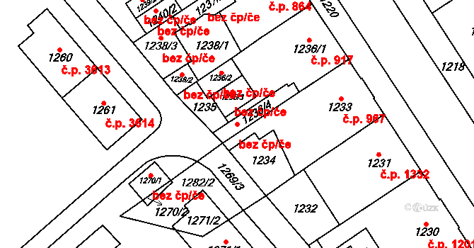 Chomutov 39090671 na parcele st. 1236/4 v KÚ Chomutov I, Katastrální mapa