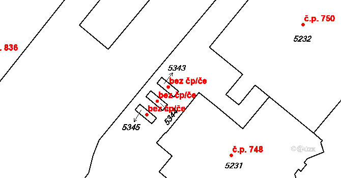 Třebíč 41884671 na parcele st. 5343 v KÚ Třebíč, Katastrální mapa