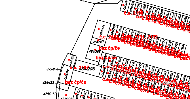 Podlesí 2164,2195,2196, Havířov na parcele st. 484/366 v KÚ Bludovice, Katastrální mapa