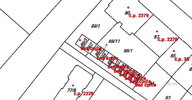 Opava 42124671 na parcele st. 88/8 v KÚ Opava-Předměstí, Katastrální mapa