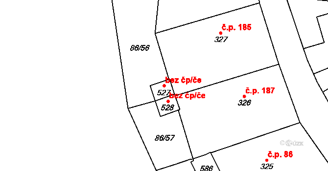 Bečov 43652671 na parcele st. 527 v KÚ Bečov u Mostu, Katastrální mapa