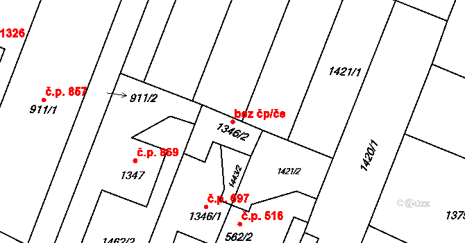 Opava 43811671 na parcele st. 1346/2 v KÚ Kateřinky u Opavy, Katastrální mapa