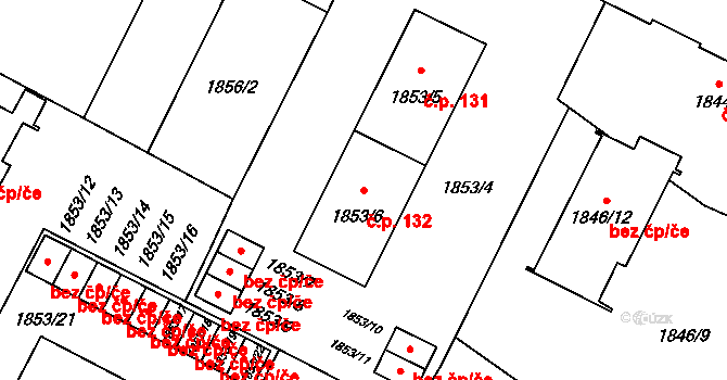 Předměstí 132, Opava na parcele st. 1853/6 v KÚ Opava-Předměstí, Katastrální mapa