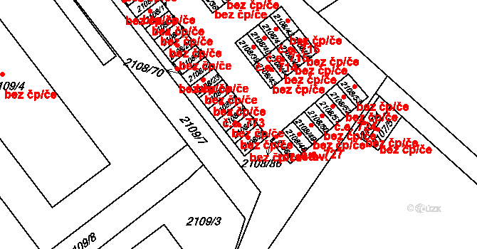Teplice 45110671 na parcele st. 2108/27 v KÚ Teplice-Trnovany, Katastrální mapa