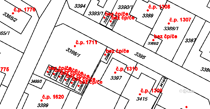 Litoměřice 47618671 na parcele st. 3398/2 v KÚ Litoměřice, Katastrální mapa