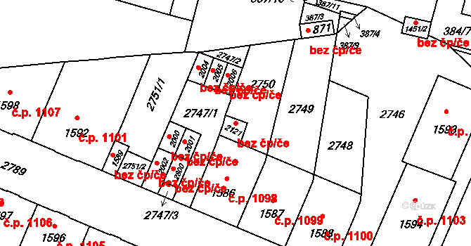 Opava 47691671 na parcele st. 2121 v KÚ Kateřinky u Opavy, Katastrální mapa