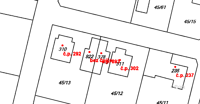 Hovorčovice 893 na parcele st. 378 v KÚ Hovorčovice, Katastrální mapa