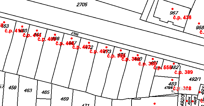 Bučovice 395 na parcele st. 473 v KÚ Bučovice, Katastrální mapa