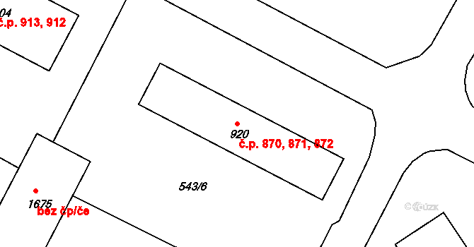 Milevsko 870,871,872 na parcele st. 920 v KÚ Milevsko, Katastrální mapa