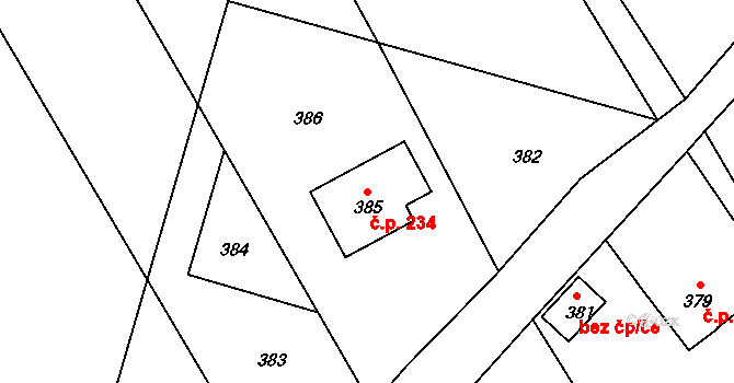 Žimrovice 234, Hradec nad Moravicí na parcele st. 385 v KÚ Žimrovice, Katastrální mapa